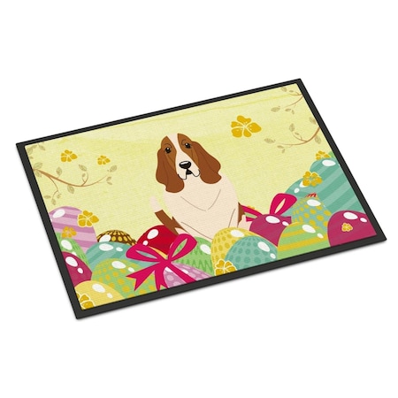 Carolines Treasures 24 x 36 in. Easter Eggs Basset Hound Indoor or Outdoor Mat BB6021JMAT